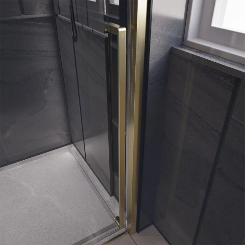 Душевая дверь Veconi Premium Trento PTD30-G-150-01-C4 150х200 стекло прозрачное профиль золото брашированное - фото 4
