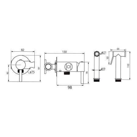 Гигиенический душ со смесителем Maretti Eleganza Black ENB30RV65 черный