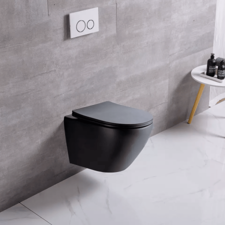 Унитаз подвесной Cerutti SPA CT9160 черный с сиденьем микролифт безободковый каскадный смыв