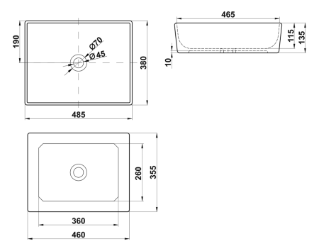 Раковина мебельная из сантехнического фаянса Melana MLN-7050H 48 7050H-805 50х40 накладная цвет белый