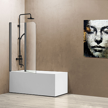 Душевая шторка на ванну Vincea VSB VSB-12114CLGM 114х140 стекло прозрачное профиль вороненая сталь ориентация универсальная