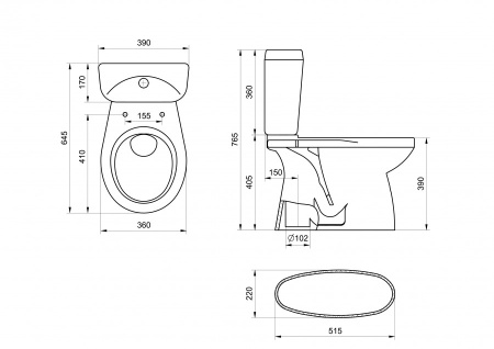 Унитаз-компакт напольный с бачком Santek Анимо 1WH110038 белый с сиденьем каскадный смыв