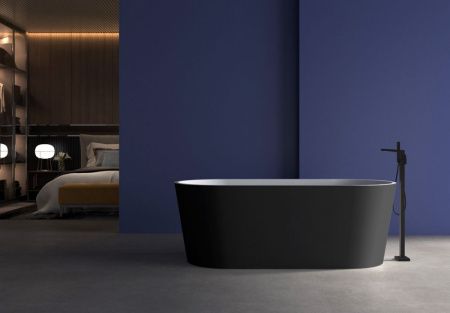 Ванна акриловая Abber AB9209MB 170х80 отдельностоящая овальная с каркасом