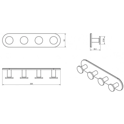 Планка 4 крючка Langberger MOLVENO 72134 - фото 4