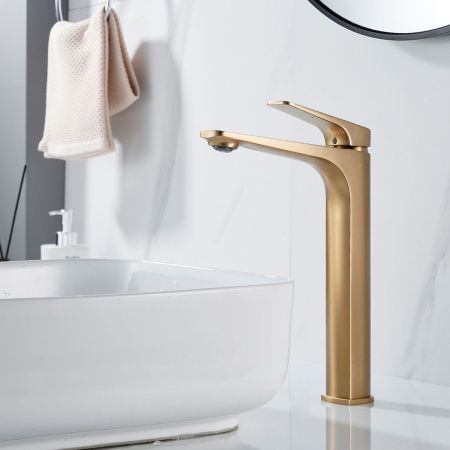 Смеситель для раковины Shevanik S4211G на столешницу золото