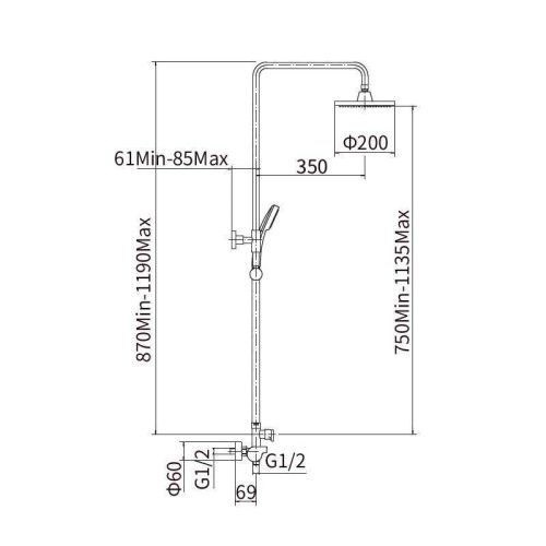 Душевая стойка Fashun A2445 настенная цвет хром - фото 3