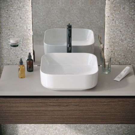 Раковина из сантехнического фаянса Grossman Falcon GR-3055 40х40 накладная цвет белый без отверстий под смеситель