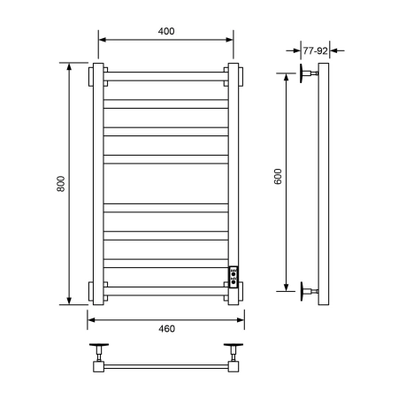 Полотенцесушитель Veconi Barro-A B8040B-A 40х80 электрический черный