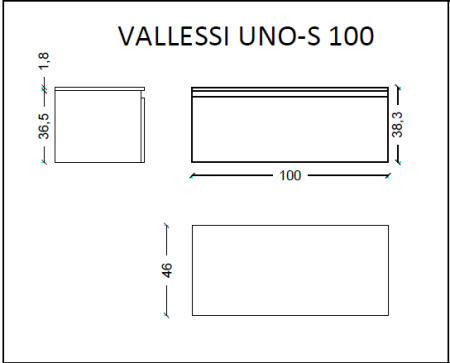 Ящик под столешницу Armadi Art Vallessi UNO-S 897-100-L