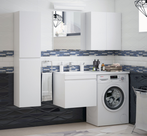 Шкаф-пенал Corozo Альтаир SD-00000504 35х29х154 подвесной цвет белый - фото 3