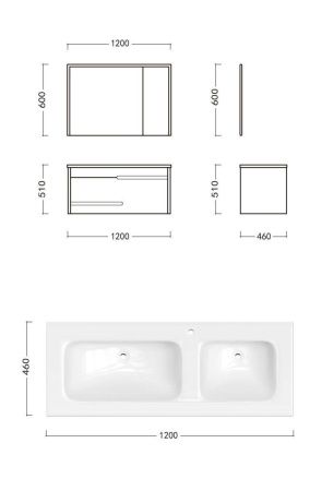 Комплект мебели: тумба + раковина + шкаф-зеркало Cerutti SPA OGLIO 120 120х50 подвесной цвет серый