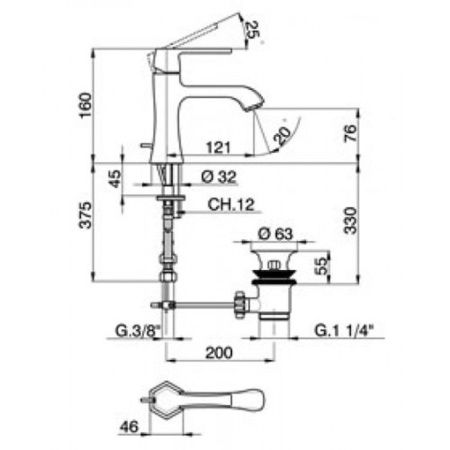 Смеситель Cisal Cherie CE00051021 на раковину хром