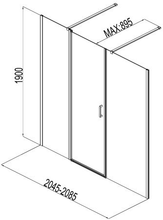 Душевая дверь Aquanet Cinetic AE12-N-120H190U-CT + AE12-F-90H190U-CT 207х190 стекло прозрачное профиль хром глянцевый