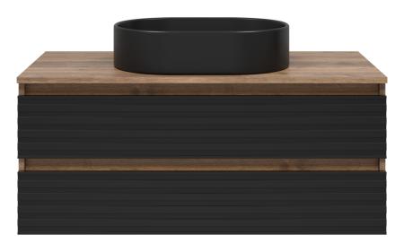 Тумба под раковину Brevita Dakota DAK-09100-19/02-2Я 100х50 подвесная цвет черный/коричневый