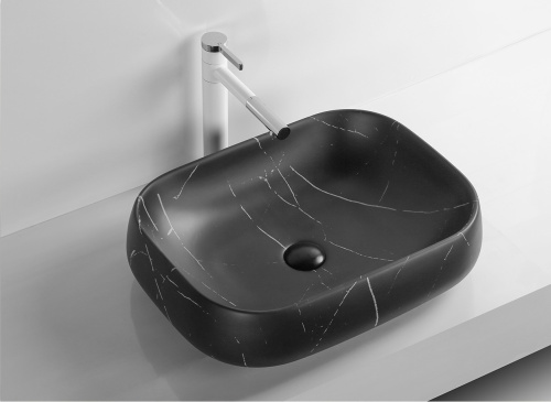 Раковина из сантехнического фарфора Cerutti SPA CR0086 MMB1 50х40 накладная цвет мрамор матовый черный