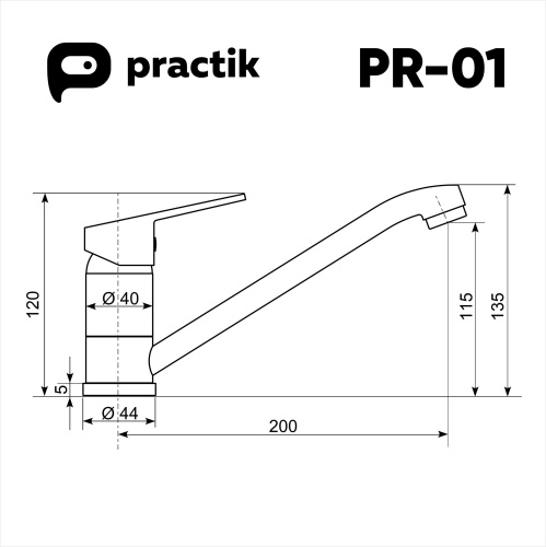 Смеситель для кухни Ulgran Practik PR-01-004 на раковину черный оникс без термостата - фото 2