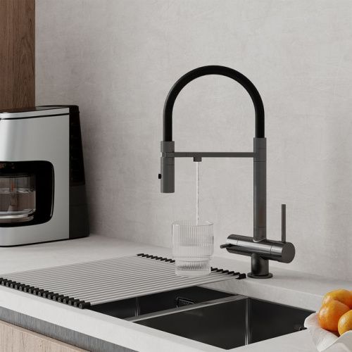 Смеситель для кухни Iddis Ace ACEGMFFi05 на столешницу графит - фото 3