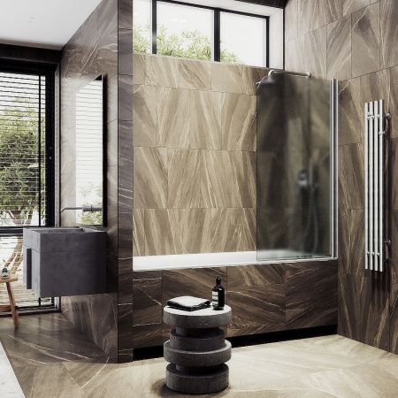 Душевая шторка на ванну Maybah Glass MGV-621-5 80х140 стекло тонированное профиль хром ориентация универсальная