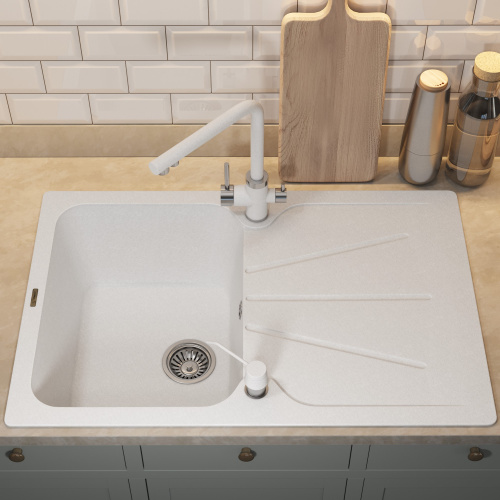 Кухонная мойка Uperwood Quartz Premium UPD-04 3910202112 78x51 цвет белый матовый - фото 4