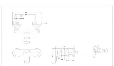 Смеситель для душа Bravat Rhein F9429564BW-01-ENG настенный черный