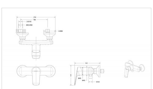 Смеситель для душа Bravat Rhein F9429564BW-01-ENG настенный черный - фото 2