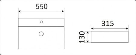 Раковина из сантехнического фаянса CeramaLux 7836 60х30 накладная цвет белый 1 отверстие под смеситель