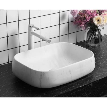 Раковина из сантехнического фарфора Cerutti SPA CR0086 MMW1 60х40 накладная цвет белый без отверстий под смеситель