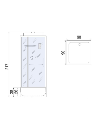Душевая кабина River TANA 10000003115 90х90 квадратная с крышей ориентация универсальная