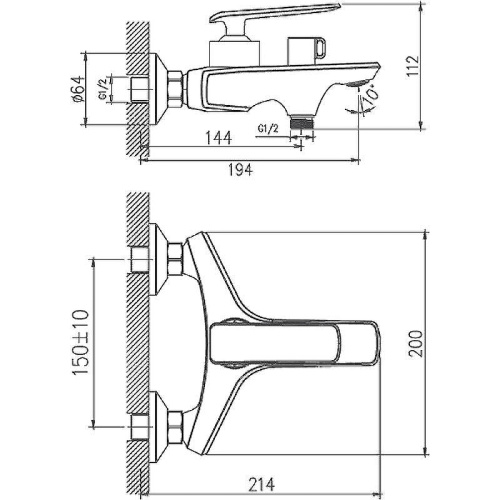 Cмеситель для ванны и душа Haiba HB60548-8 настенный белый/хром - фото 3 Cмеситель для ванны и душа Haiba HB60548-8 настенный белый/хром - фото 3