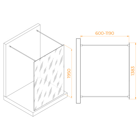 Душевая перегородка RGW Walk In 35101614-14 140х195 стекло прозрачное профиль черный