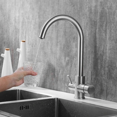 Смеситель для кухни Shevanik S168B на мойку сатин