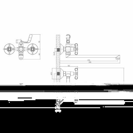 Смеситель для ванны Rossinka RS42 RS42-80 настенный хром
