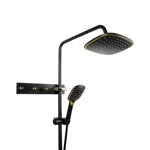 Душевая стойка Fixsen FX-9300B настенная цвет черный/золото - фото 5
