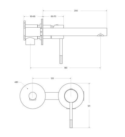 Смеситель для раковины Cezares RELAX RELAX-BLI2-2-NOP-W0 встраиваемый в стену черный
