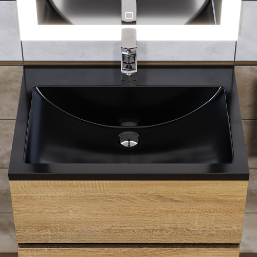 Раковина из литьевого мрамора Uperwood Self 4538341200 60х45 полувстраиваемая цвет черный - фото 3