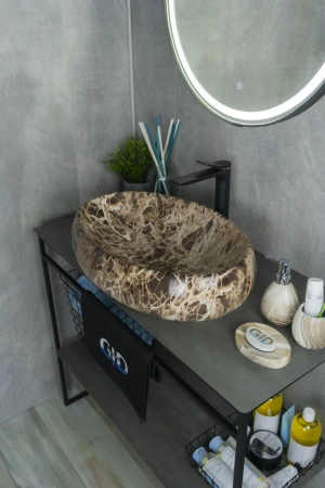 Раковина керамическая Gid Lago 54409 60х40 накладная цвет многоцветный без отверстий под смеситель