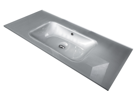 Раковина стеклянная Armadi Art NeoArt 852-100-S 101х52 полувстраиваемая цвет серебро 1 отверстие под смеситель