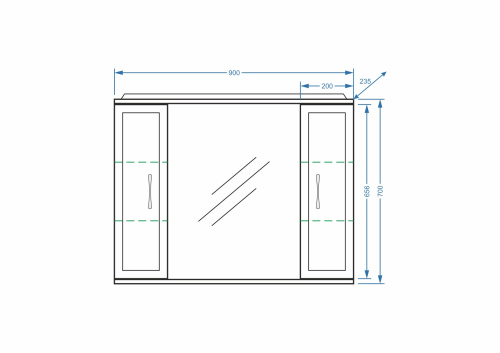 Зеркало-шкаф Stella Polar Концепт SP-00000131 90х14х70 подвесной цвет белый - фото 2