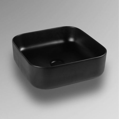 Раковина из сантехнического фарфора Bond Cube S57-388 40х40 накладная цвет черный без отверстий под смеситель