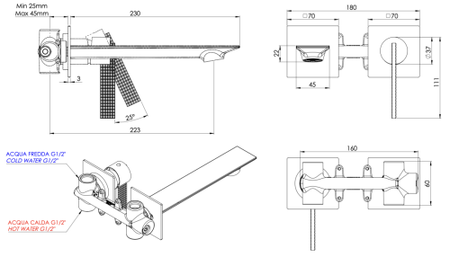 Смеситель для раковины Daniel Club ANC632PLXV встраиваемый в стену нержавеющая сталь - фото 2