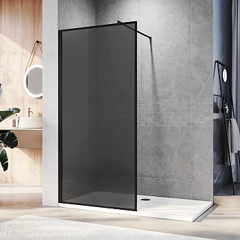 Душевая перегородка Veconi Korato KR81B-120-05-C8 120х200 стекло тонированное профиль черный матовый Душевая перегородка Veconi Korato KR81B-120-05-C8 120х200 стекло тонированное профиль черный матовый
