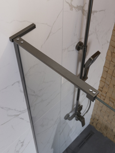 Душевая перегородка BelBagno UNO UNO-L-1-TB-110-C-GM 110х200 стекло прозрачное профиль оружейная сталь - фото 4