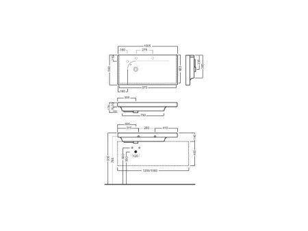 Раковина из сантехнического фаянса Hatria GRANDANGOLO Y0VA01 100х50 подвесная цвет белый