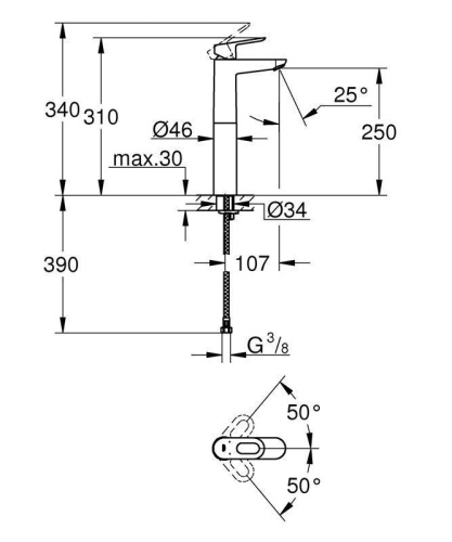 Смеситель Grohe BauLoop 23764000 на столешницу хром - фото 2