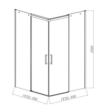 Душевой уголок Vincea Dice VSS-4D100CLB 100х100 стекло прозрачное профиль черный без поддона