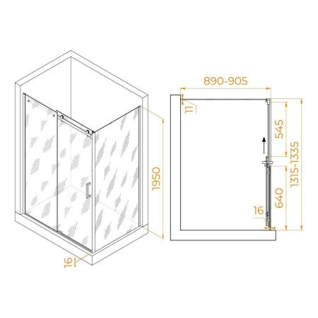 Душевой уголок RGW Tornado 02074439-11 130х90 стекло прозрачное профиль хром без поддона