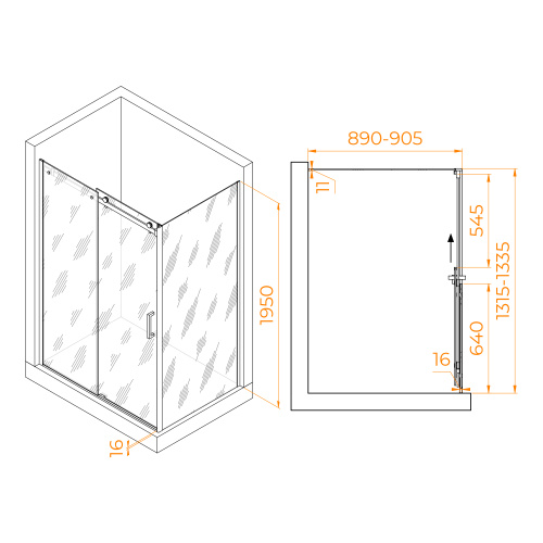 Душевой уголок RGW Tornado 02074439-11 130х90 стекло прозрачное профиль хром глянцевый без поддона - фото 2