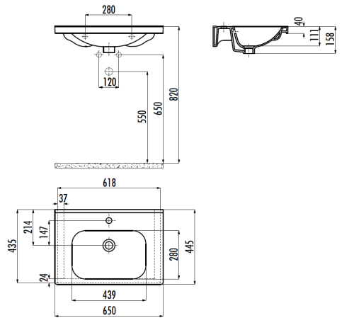 Раковина из сантехнического фарфора Creavit Eksen EK065-00CB00E-0000 65х45 накладная цвет белый - фото 2