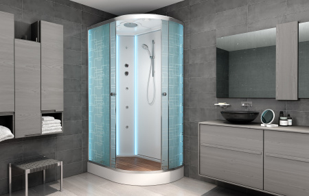 Душевая кабина AvaCan EM1512LNLED 120х80 асимметричная без крыши ориентация левая