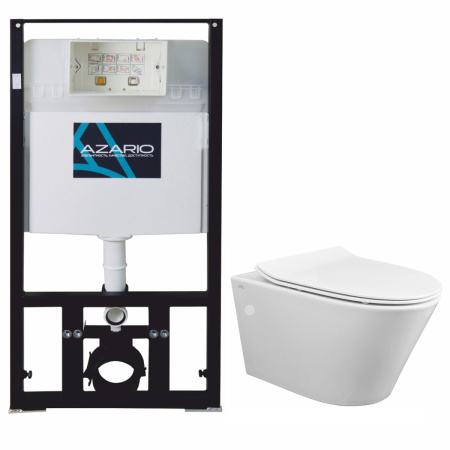 Комплект унитаз с инсталляцией с клавишей смыва Azario  AZ-8010-1000+CR1100NR Комплект унитаз с инсталляцией с клавишей смыва Azario  AZ-8010-1000+CR1100NR